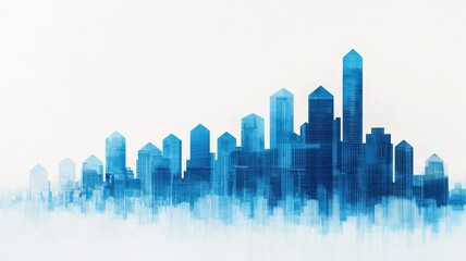Obraz premium Abstract city skyline with banks shrinking in the background, symbolizing falling interest rates and their effect on the financial sector, modern economy, financial crisis concept