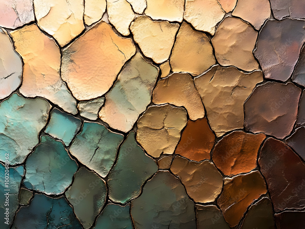 Poster textured abstract background with colorful stone-like patterns, ideal for design projects and art.