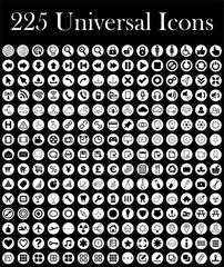225 Universal Icons Collection Flat Vector