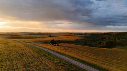 Cars are driving on the road