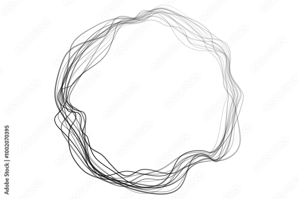 Aufkleber abstract circle round frame by lines wavy flowing black gradient isolated on transparent background.