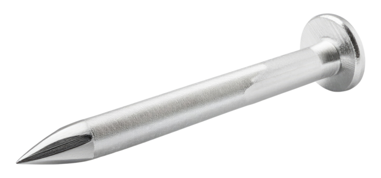 Metal Nail with a Round Head Isolated on Transparent Background.