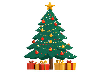 Obraz premium decorated Christmas tree with gift boxes isolated on white transparent background