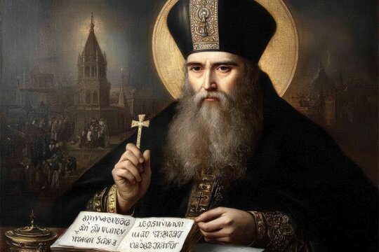 Sacred icon: A portrait of Saint Josaphat, capturing the revered image of this martyr and bishop, symbolizing faith and devotion, that reflect the spiritual significance of his life and legacy.