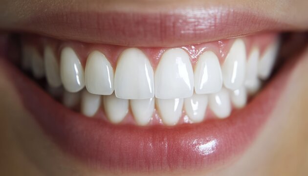Bright, healthy smile showcasing perfect white teeth in a close-up shot.