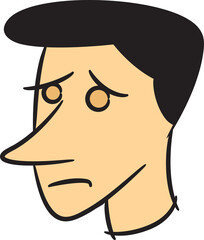 Sad Man Avatar Cartoon Illustration