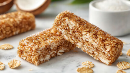 Coconut sugar coated granola bars are delicious and healthy snack option, featuring chewy texture and sweet flavor. Perfect for on go energy!