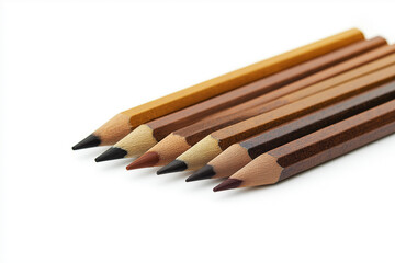 Obraz premium Sketching Pencils Arranged on a White Background: Essential Tools for Every Artist's Kit