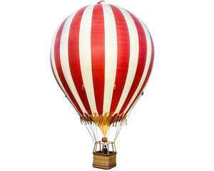 Obraz premium A colorful hot air balloon with red and white stripes, designed for leisure flights.