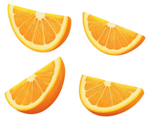 Obraz premium Four slices of orange arranged visually appealing for food representation.