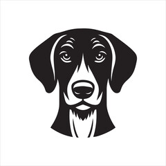 German Shorthaired Pointer Dog Face Clipart Design - Dog Face Logo - German Shorthaired Pointer Vector illustration in black and white

