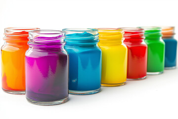 Colored Ink Jars Isolated on White: Unleash Your Imagination with Vivid Pigments