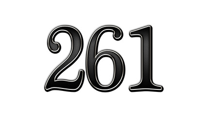 black metal 3d design of number 261 on white background.