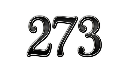 black metal 3d design of number 273 on white background.