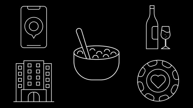 Resort And Leisure Line Icons