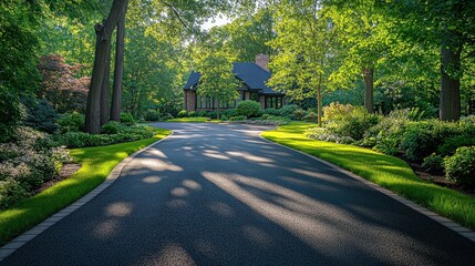 Obraz premium Scenic Pathway Through Lush Greenery and Bright Landscape