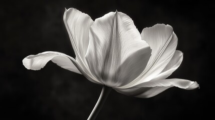 Black and white close-up of tulip