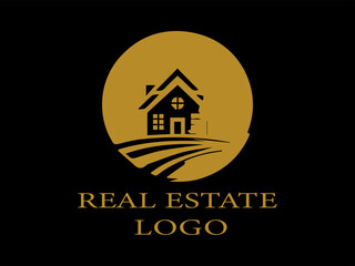 Black Gold Real Estate Vector Logo, Luxury Logo Design for Property, Visual Identity for Property Business
