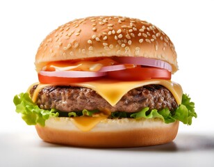 Classic Cheeseburger on a White Background