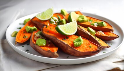 Baked Sweet Potatoes with Avocado and Lime