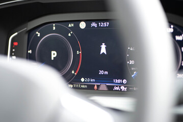 Interior of a modern car and digital instrument panel