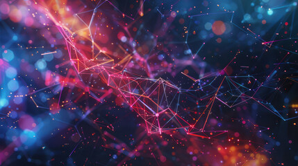 Obraz premium horizontal abstract illustration of a glowing network of dots and connections in a futuristic technology context