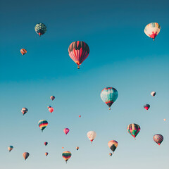Fototapeta premium Colorful hot air balloons soaring in the sky on a sunny day