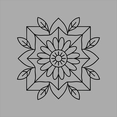 Fototapeta premium Mandalas Flower Design in Black and White Vector Art Illustration