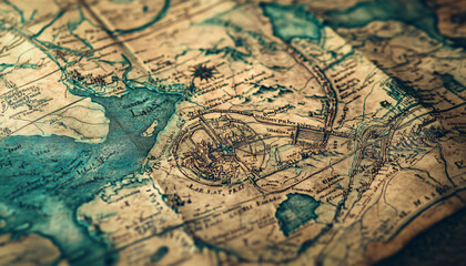  Antique maps of old cities or unexplored territories, with faded colors and intricate details, giving a historic and adventurous vibe.