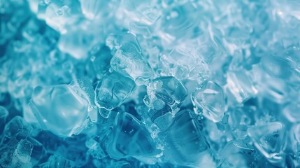 Naklejka premium A landscape of frozen blue ice chunks with a detailed frosty texture, representing the winter season. Great for use as a cool wallpaper or background for winter visuals.