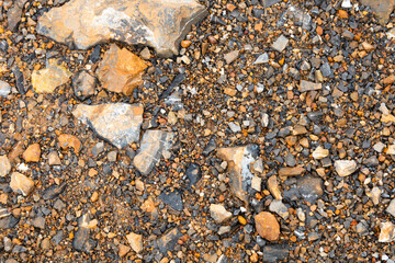 colorful stones and gravel of different sizes.