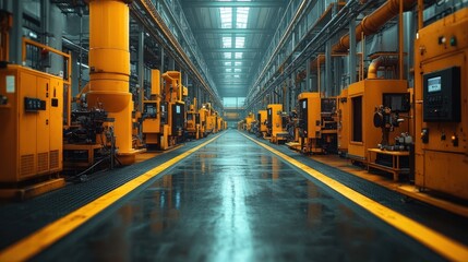 Factory Interior with Machinery