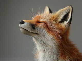 Obraz premium Close-up Portrait of a Red Fox with Eyes Closed
