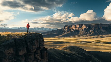 A captivating real-life photograph for Traveler Day, showcasing a traveler in a picturesque location, embodying the spirit of exploration and adventure, with generous space for inspirational or travel