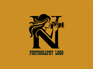 Initial Letter N Vector Logo for Photographers and Filmmakers N Logo Design for Creative Industries N Logo with Camera Elements