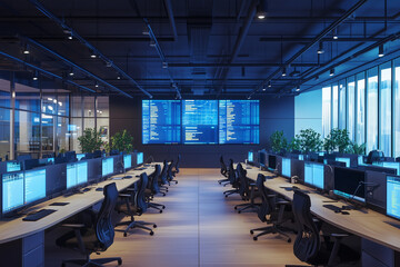 Spacious Call Center Layout with Large Open Workstations