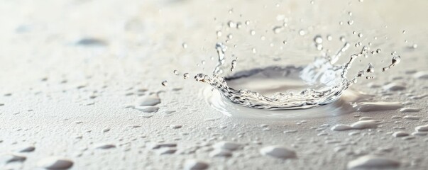 Water droplet splash on smooth surface, high