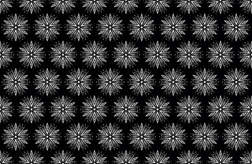 Abstract geometric pattern with lines, snowflakes. A seamless vector background. White and black texture. Graphic modern pattern.