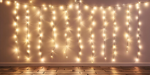 white led lights garland on wall