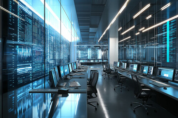Glass Partitions and High-Tech Displays Define a Modern Trading Floor