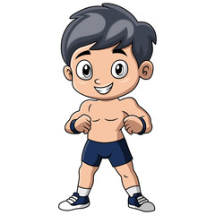 Cute boy are exercising at the gym