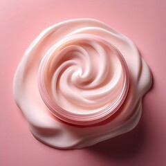 Moisturizing Cream Swirl on Pink Background