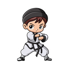 Cute little boy training karate