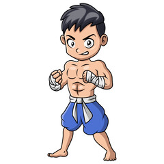 cute little boy practicing Muaythai