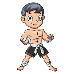 cute little boy practicing Muaythai