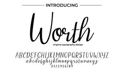 Worth Font Stylish brush painted an uppercase vector letters, alphabet, typeface