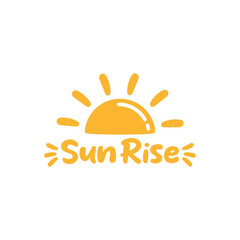 cute cartoon sun rise logo icon