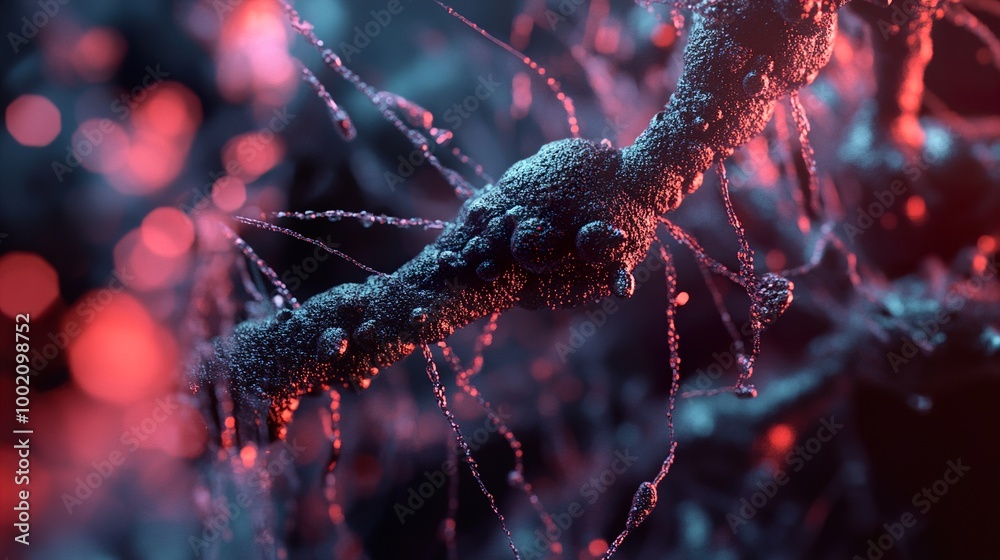 Wall mural microscopic view of a cell structure: a close up of a neuron