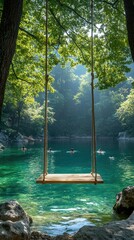 Tourists enjoying swimming on a sunny day in greece at the giola lagoon natural pool
