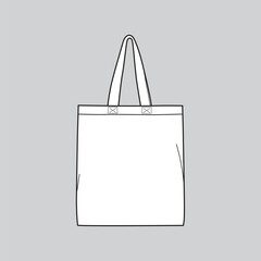 Blank white tote bag isolated on grey background 